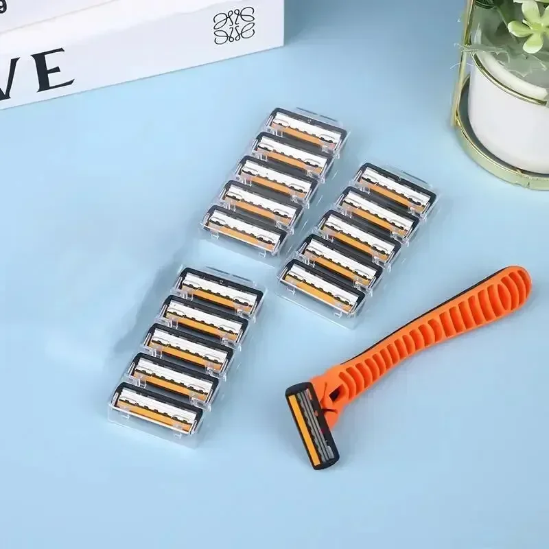 

15pcs Convenient Stainless Steel Three-layer Razor Blade Old Manual Shaver MEN'S 3-layer Replacement Cutter Head