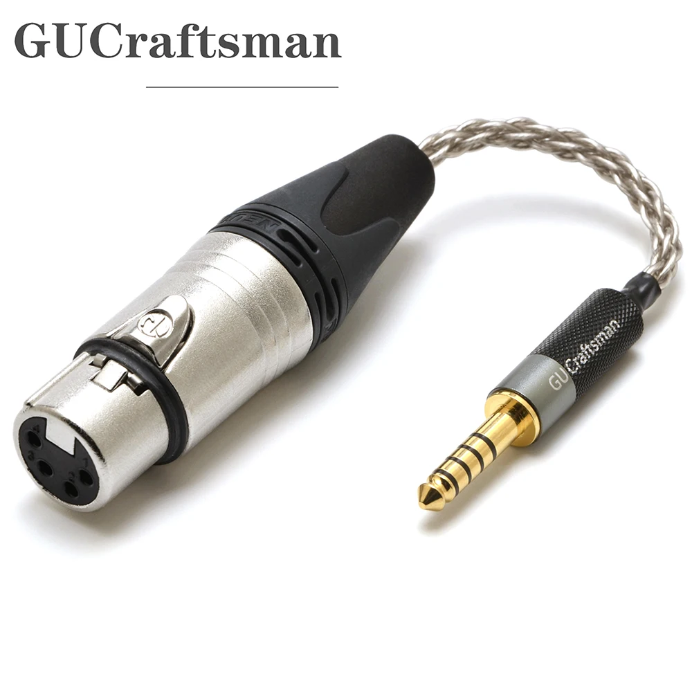 GUCraftsman 4.4mm Male to 4Pin XLR Female Portable Headphone Adapter Cable 6N Single Crystal Silver Headphone Jack Convert Cable