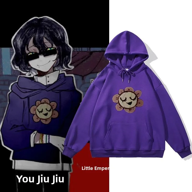 

Свободная толстовка-худи для студентов, осенне-зимняя, фиолетовая, для косплея, повседневная уличная одежда в стиле хип-хоп для мальчиков и девочек, молодежная мода