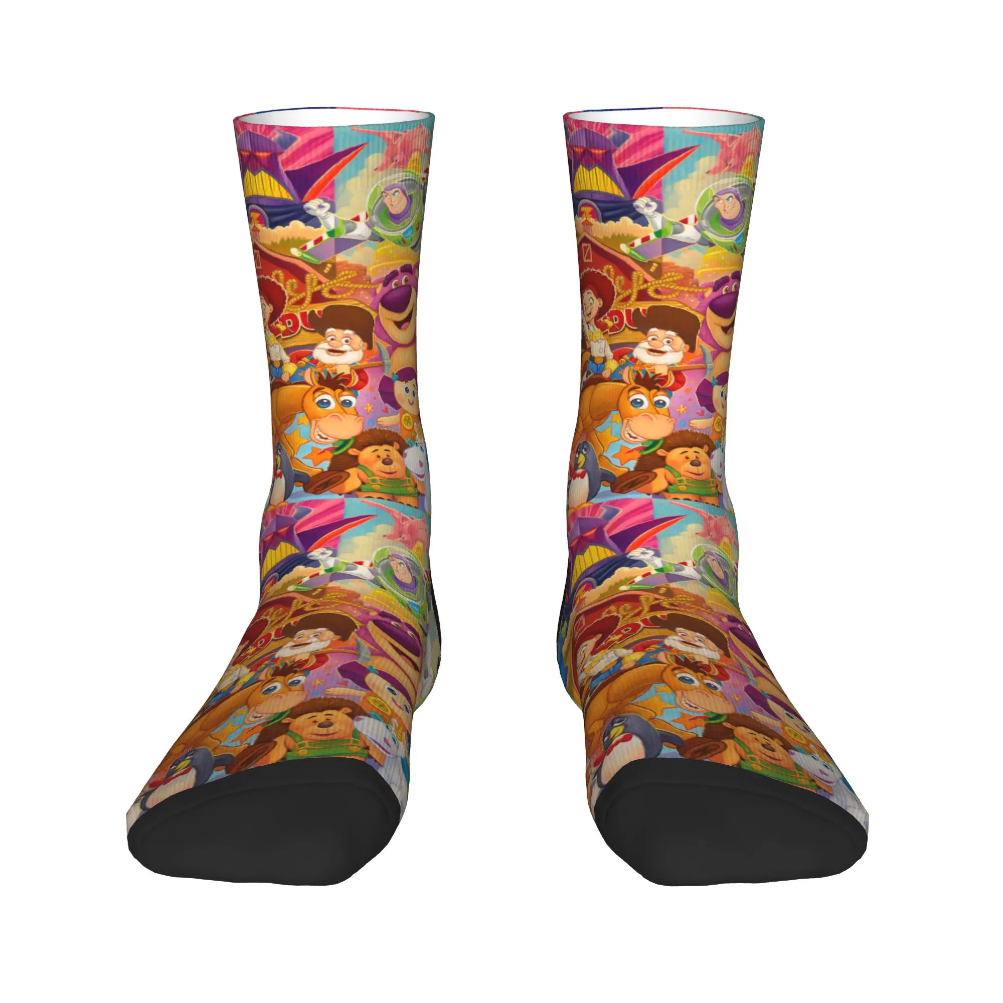 

Cartoon Toy Story Pattern Mens Crew Socks Unisex Kawaii 3D Print Dress Socks