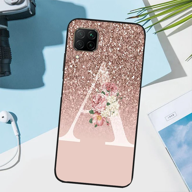 Letter Pink Shiny M R For Huawei Nova 3i 7i 8i 11i 9 10 SE 5T Y60 Y70 Y90 P20 P40 P30 Lite Pro P Smart 2019 Case