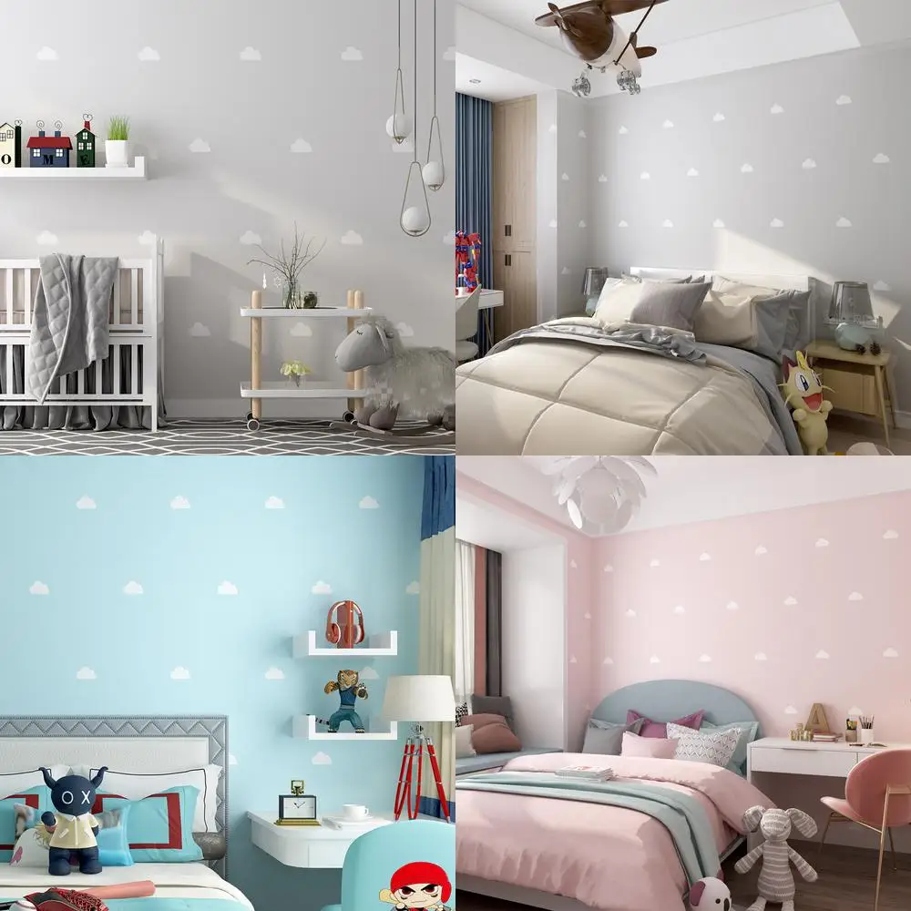 

Scandinavian Style Wallpaper Ins Sky Clouds Children Room Bedroom Background Wall Mural for Kids Boys Girls Princess Room