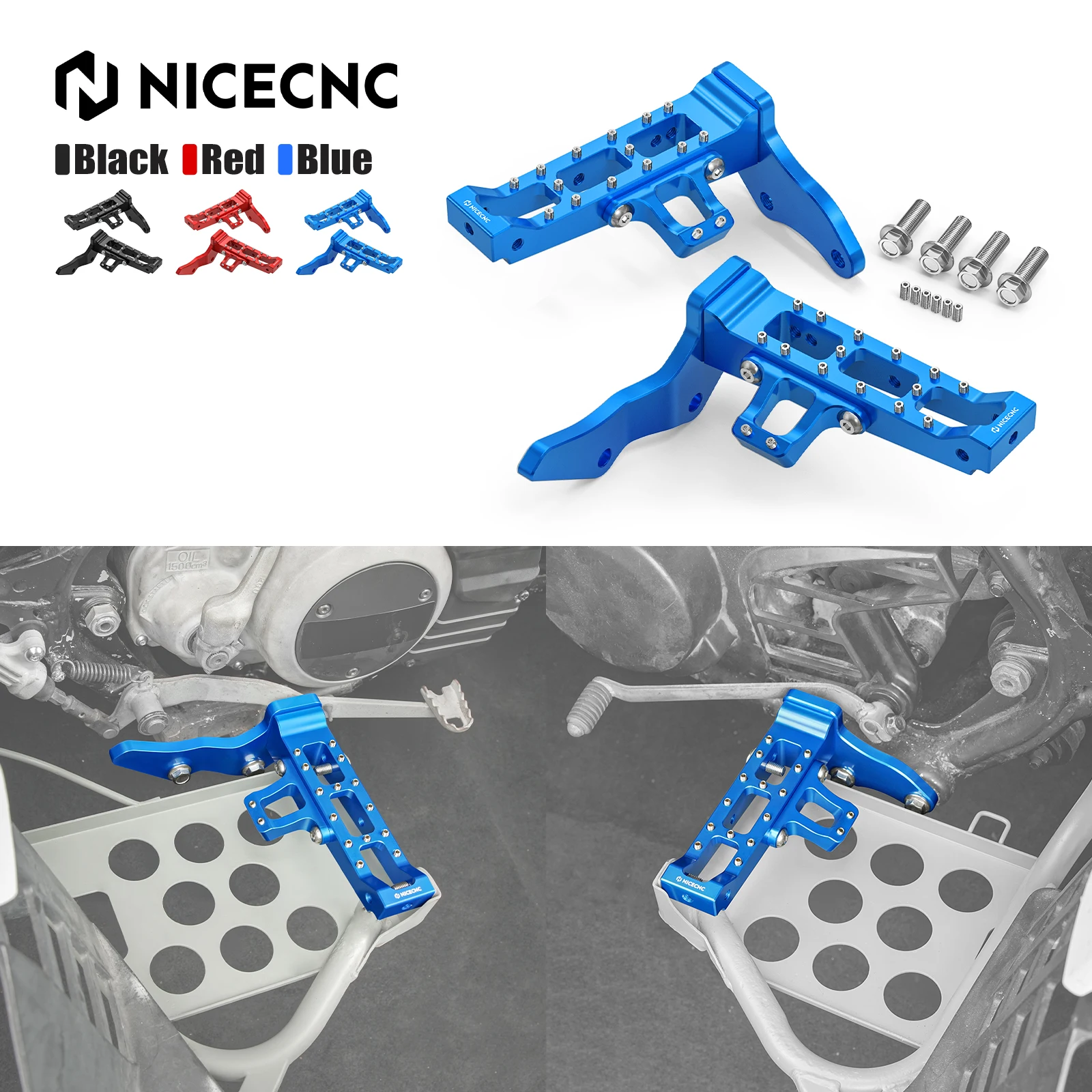 NICECNC Extended Wider Foot Pegs For Yamaha Banshee 350 1987-2006 2005 2004 Foot Rests ATV Accessories 3GG-27421-01-00 Aluminum