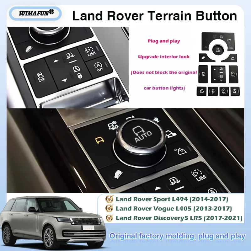 For Land Rover Range Rover Sport L494/Vogue L405 213-2017/Discovery 5 2017-2020 Terrain Replaceable Button Cover, Plug-and-Play,