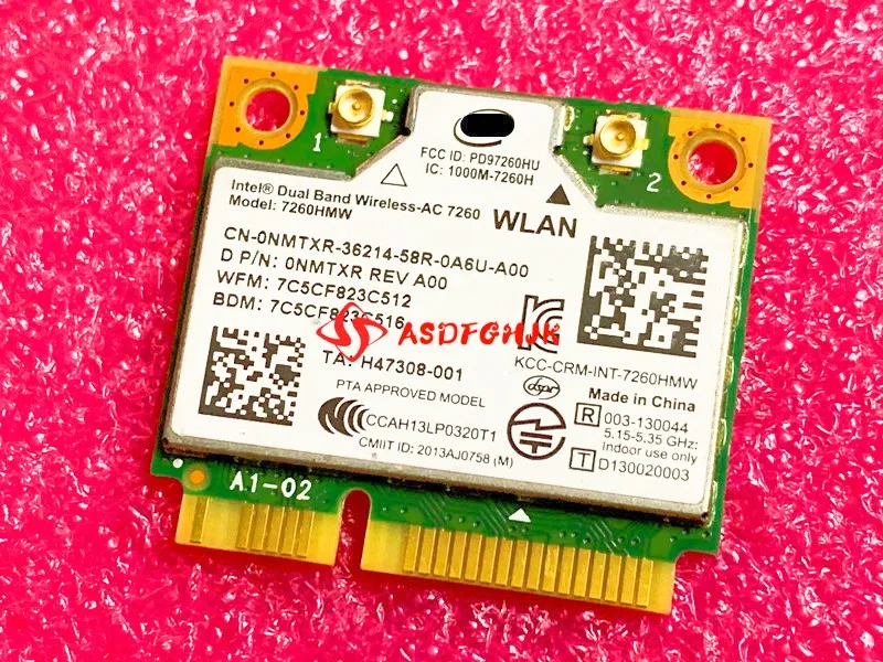 

For Intel Dual Band Wireless-AC 7260 7260HMW half Mini PCI-e BT4.0 867Mbps D PN 0NMTXR REV A00 8TF1D for Dell Laptop