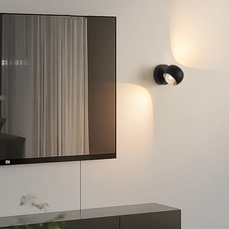 Indoor Home Decoration Sconce Light Metal Body Acrylic Lampshade Up Down Wall Lamp Modern Bedroom Reading Rotatable Spot Lustres