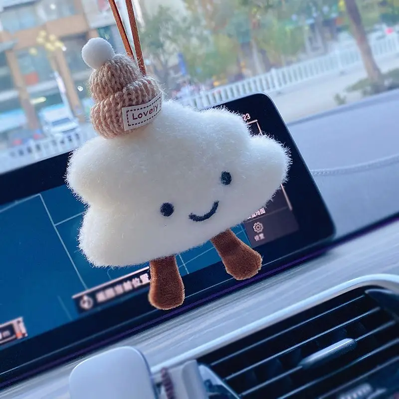 Cute Cartoon Cloud Car Pendant Interior Decoration Rear View Mirror Pendant Couple Bag Pendant Home Decoration Car Accessories