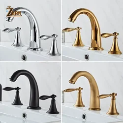 Basin Faucet 3 Holes Dual Control Bathroom Sink Faucet Deck Mounted Cold Hot Vintage Mixer Taps Bathtub Faucet