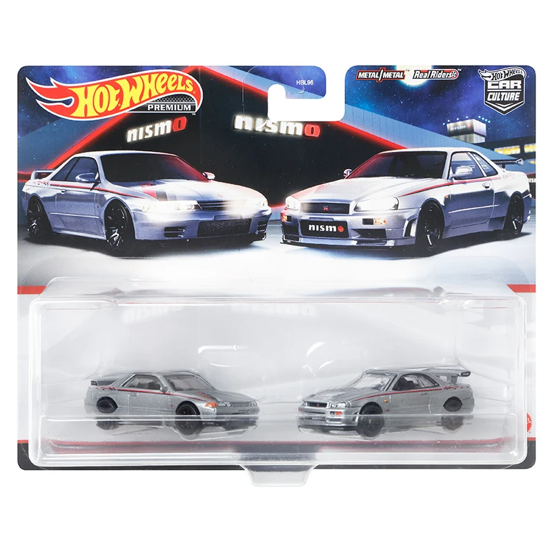 Original Hot Wheels Premium Double Car Collection Racing GTR Firebird Car Culture Toys for Boys Metal Real Riders 1/64 Kids Set