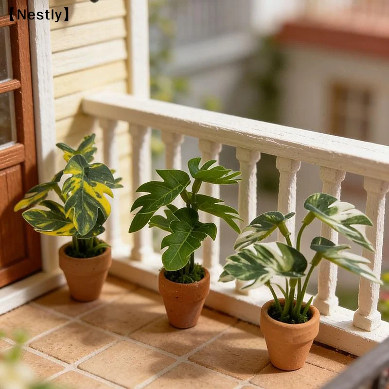 1Pcs Home Decoration Mini Taro Turtle Back Green Potted Plants For Dollhouse Scandinavian Style Model Photography Props〔Nest〕