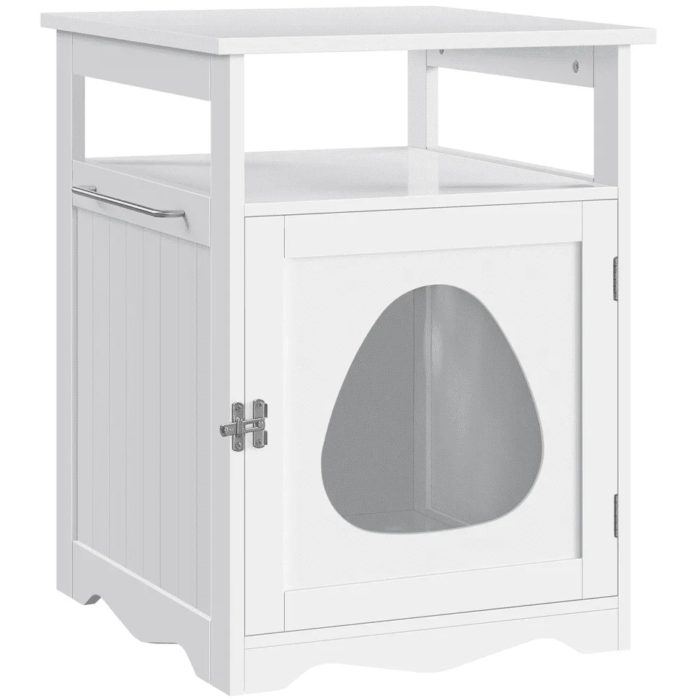 

Cat Litter Box Enclosure with Open Shelf,White