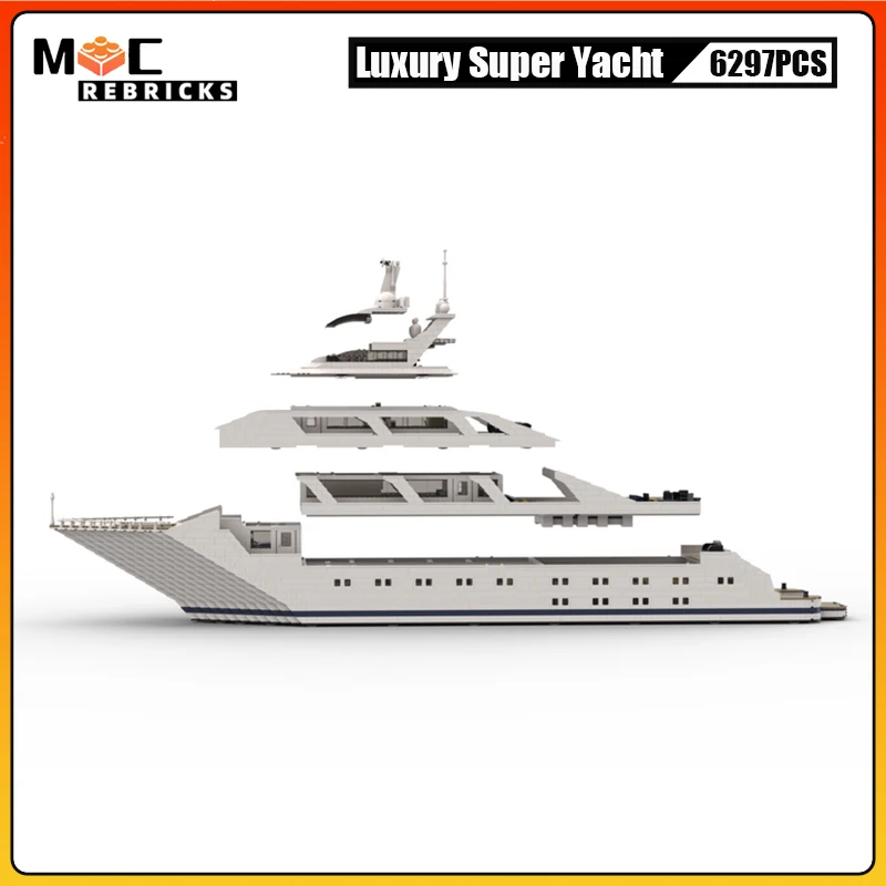 Collector Expert Series Super Luxury Yacht MOC Building Blocks Barca Modello di assemblaggio fai-da-te Tecnologia Mattoni Giocattoli per bambini Regali