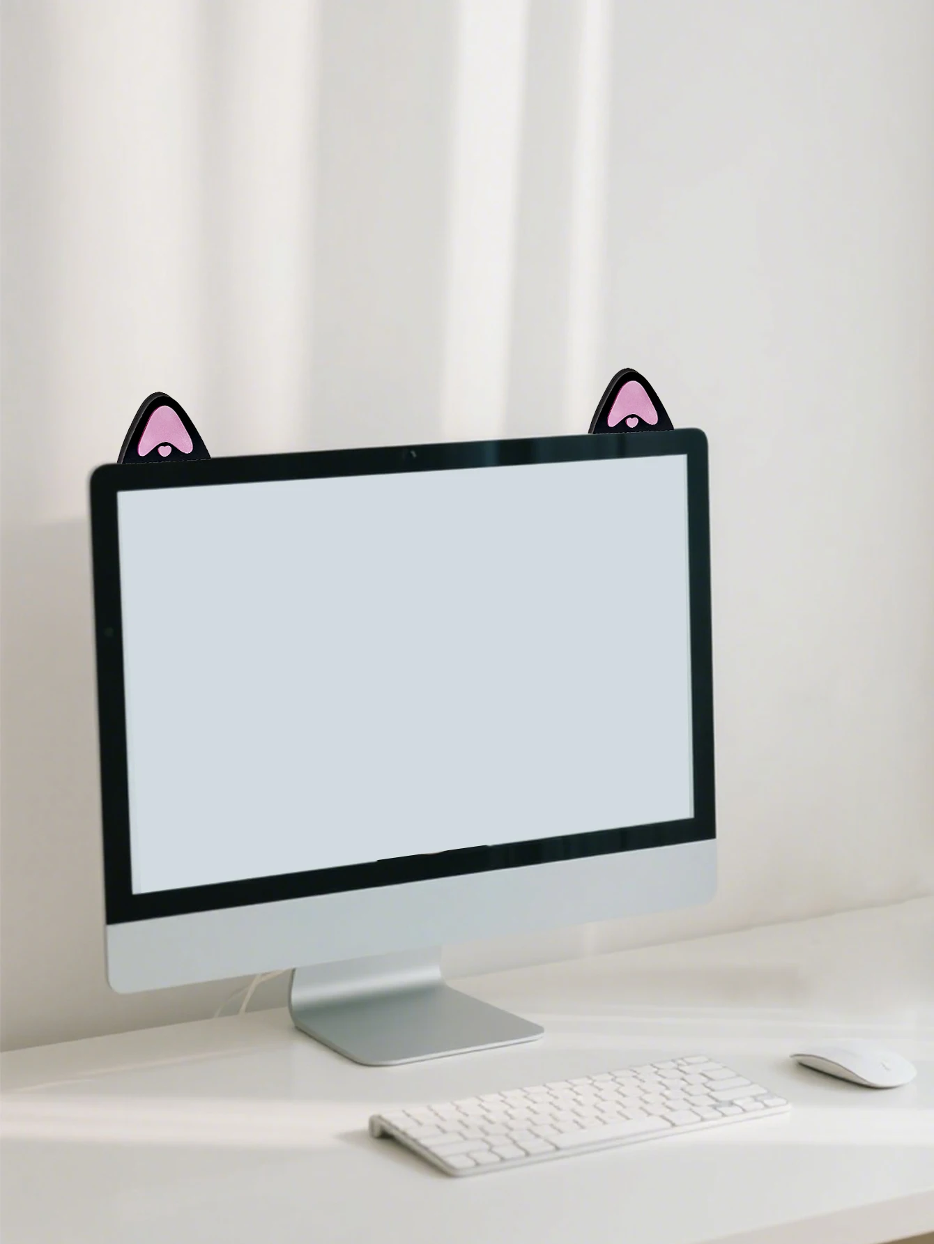 Niedliche Computer-Monitor-Dekoration, rosa Schleife, Katzenohrform, Ornamente, Kawaii-Desktop-Dekoration für PC, Laptop, Zimmer, Schreibtisch, Dekoration, Mädchen-Geschenk – Detail 24