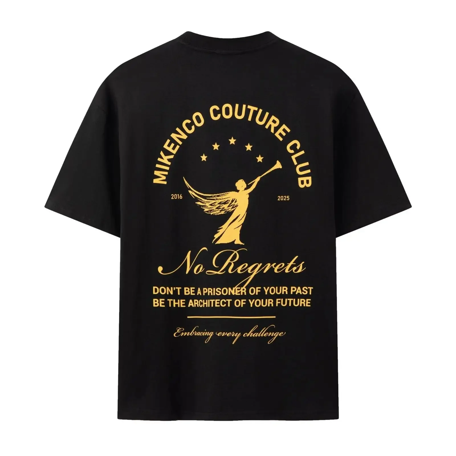 No Regrets Angel Trumpet T Shirt Black vintage Washed Breathable Versatile Casual designer clothes Slightly homme graphic