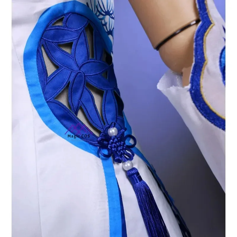 Naraka: Bladepoint Yoto Hime The Demon Sword Cosplay Costume Qipao Porcelain Hue Full Set Wig Halloween Party Outfit New Arrival