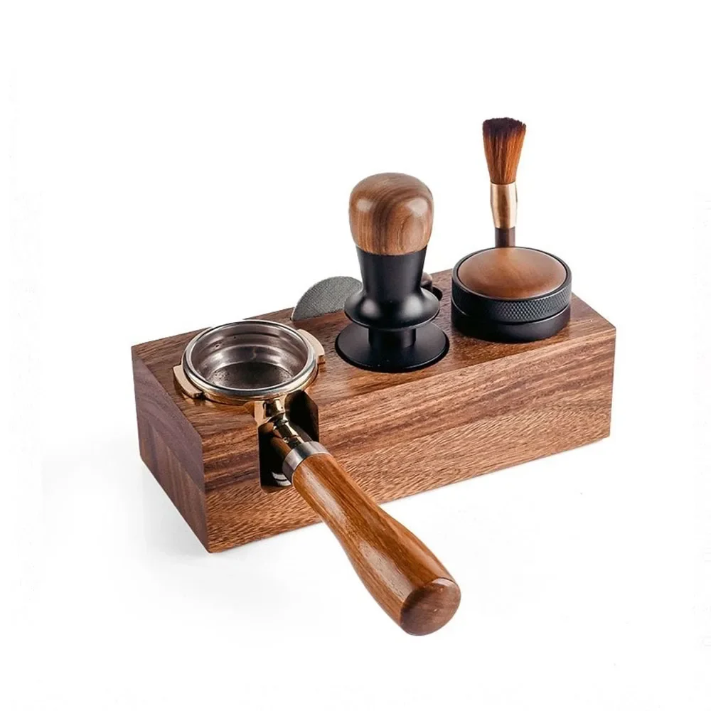 Coffee Tools Coffee Tamper Station Stand Wooden Non-slip Espresso Holder Coffee brush Filter Storage Stand Barista Accessories view 5