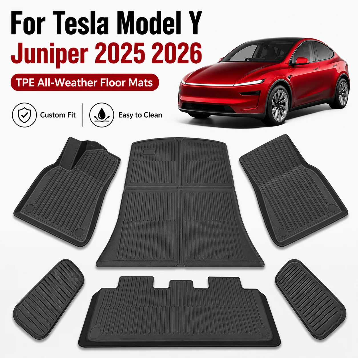 

NovaAcc Floor Mats for Model Y 2025+ Juniper New 2026 Juniper Trunk Mat Liner TPE All Weather Water Proof Car Accessories