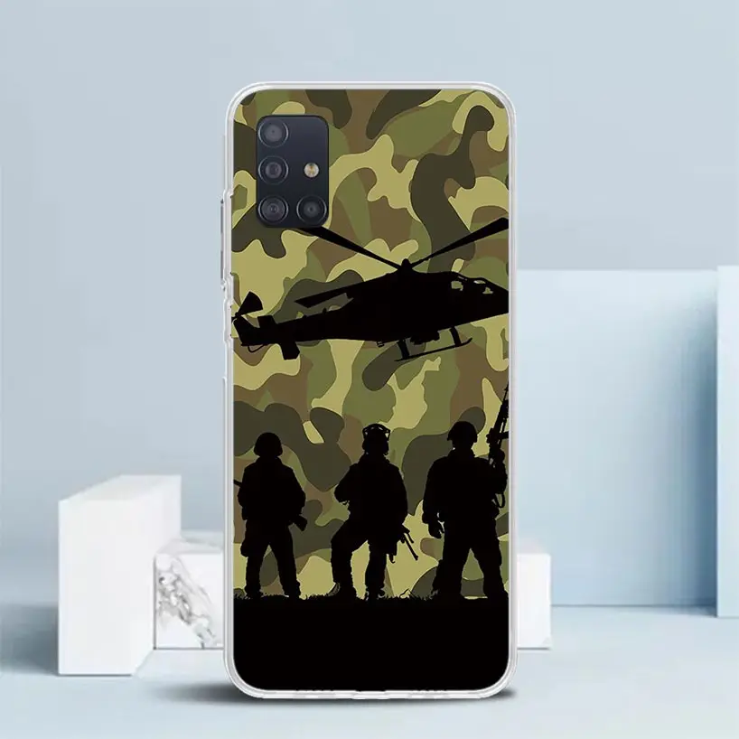 Camouflage Military Silicon Call Phone Case For Samsung Galaxy A51 A50S A71 A70 A41 A40 A31 A30 A21S A20E A10 A6 A7 A8 A9 Cover