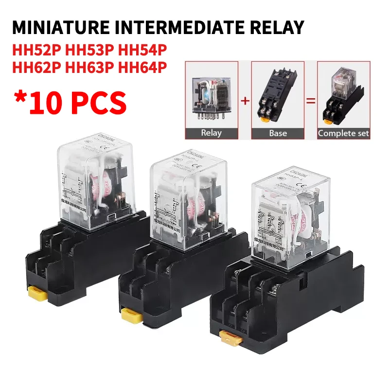 

10 PCS For Wholesale Miniature Control Relays Small Intermediate Relay AC 12V DC C24 AC220 HH52P HH53P HH54P HH62P HH63P HH64P