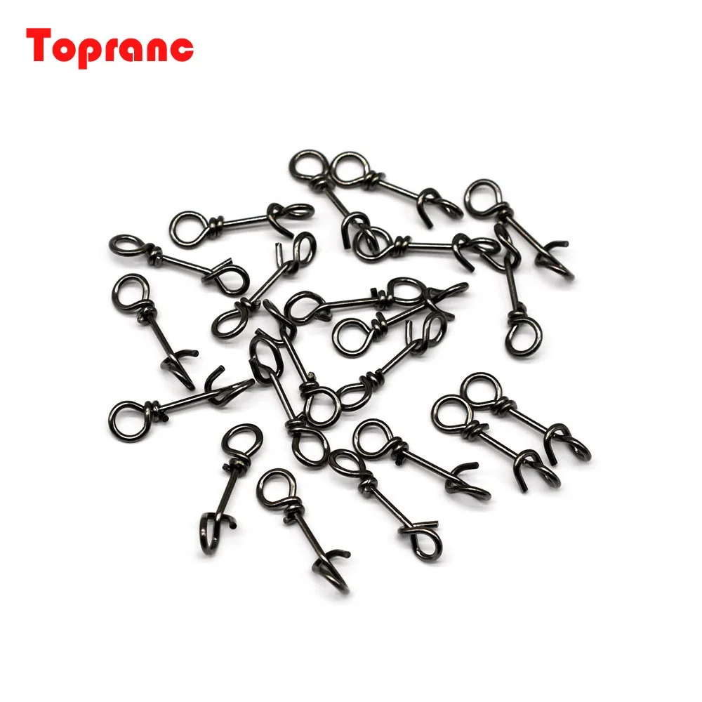 Topranc 100Pcs Fishing Fastach Clips Lure Connector Snap Quick Fishing Accessories Lock Snap Size 1# to 5#