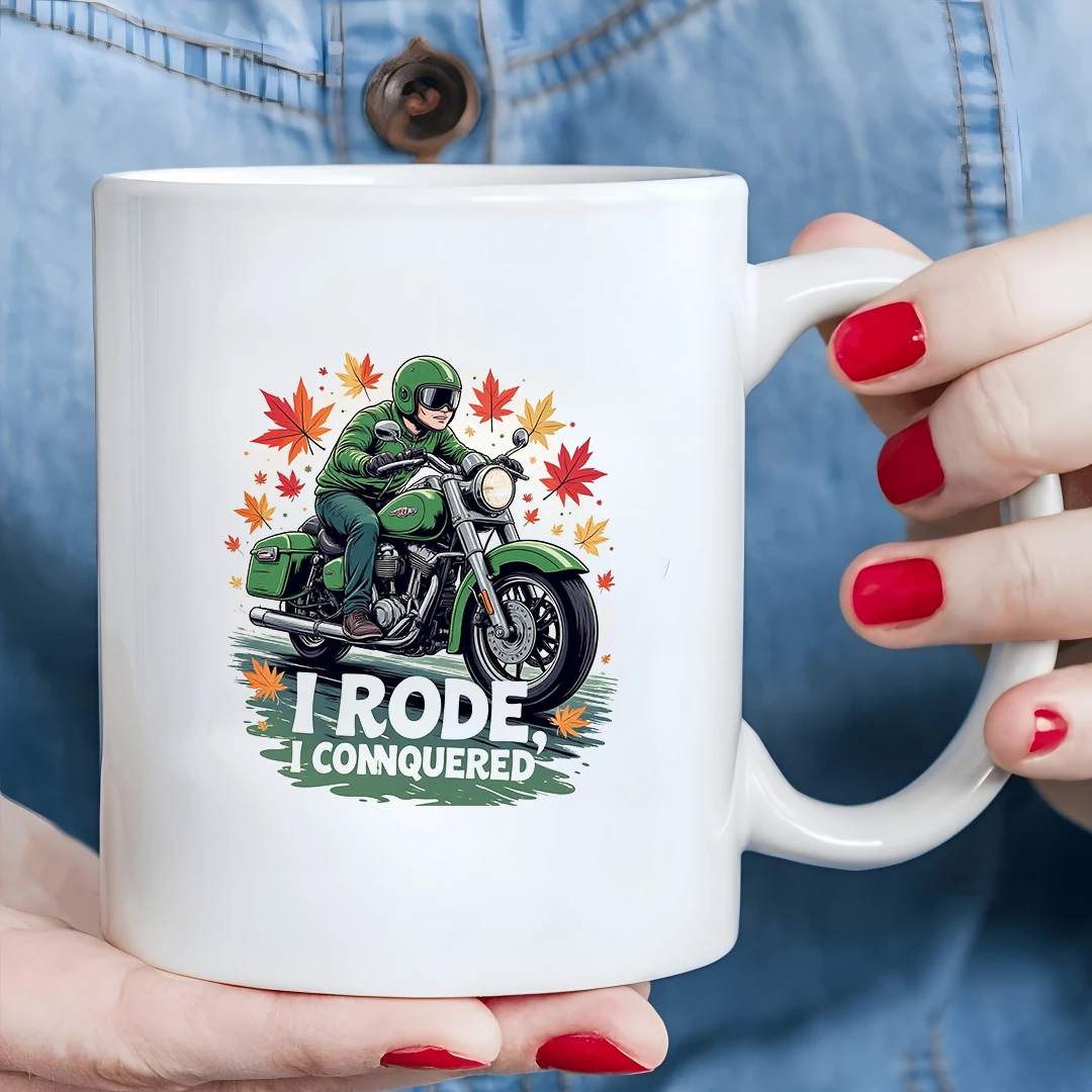 

11oz Cycling Themed Coffee Cup - Cartoon Autumn Maple Leaf Design Unisex Office & Home Gift Cup