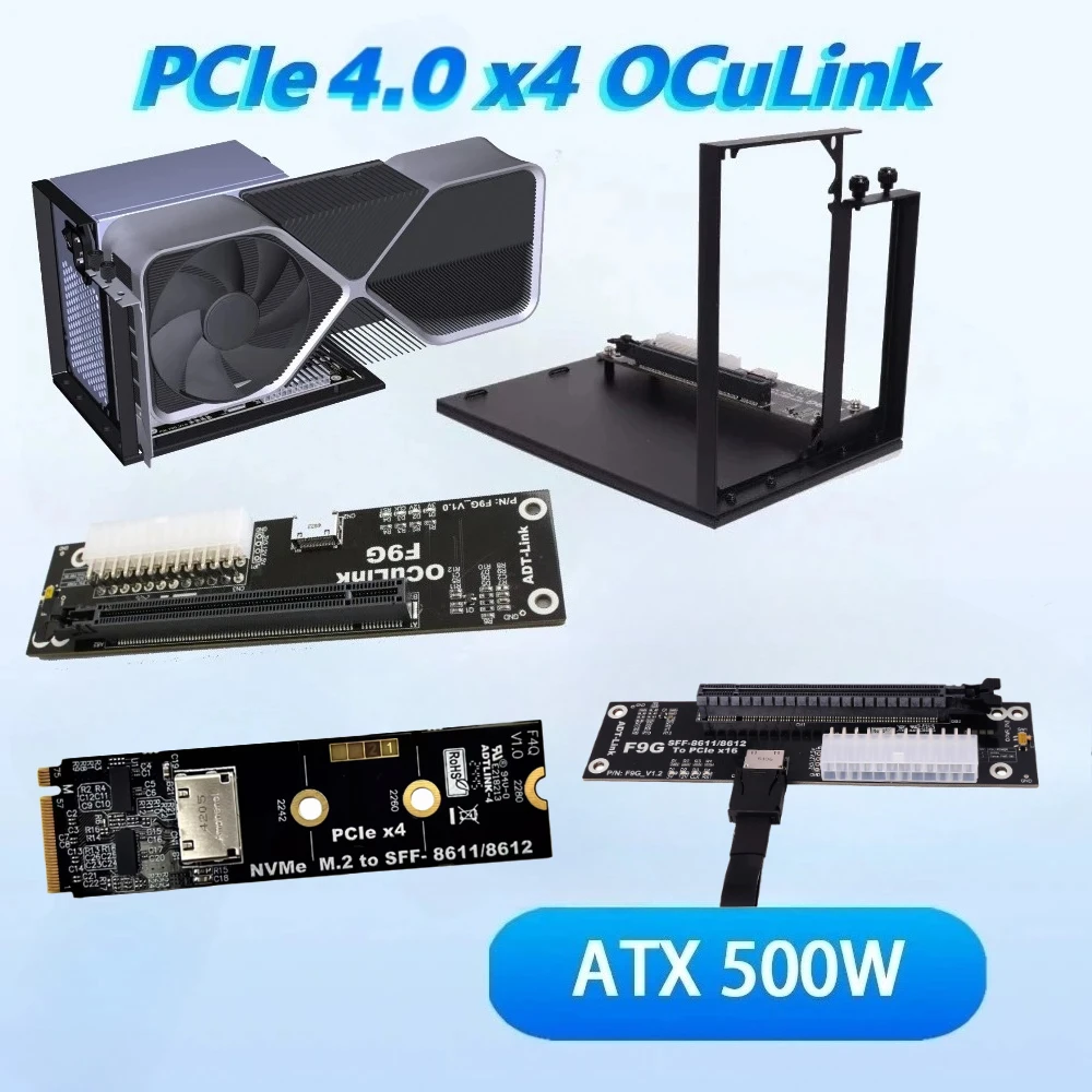 PCIe 4.0 X4 OcuLink External Graphics Card GPU Dock Notebook FFC High Speed M.2 NVMe / OcuLink SFF8611 to PCI-E x16 eGPU Adapter