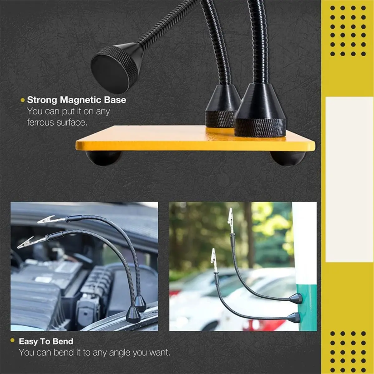 (A99Z) 2 Pack Magnetic Flexible Gooseneck Metal with Alligator Clips for Helping Hands Third Hand Tool Automobile Electronics