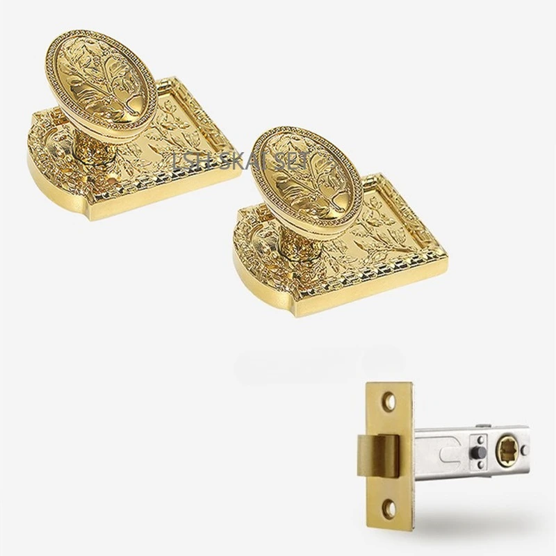New Gold Copper-made Lockset Double-handled Single-tongue Bedroom Door Lock Luxurious High-quality Silent and Security Door Lock