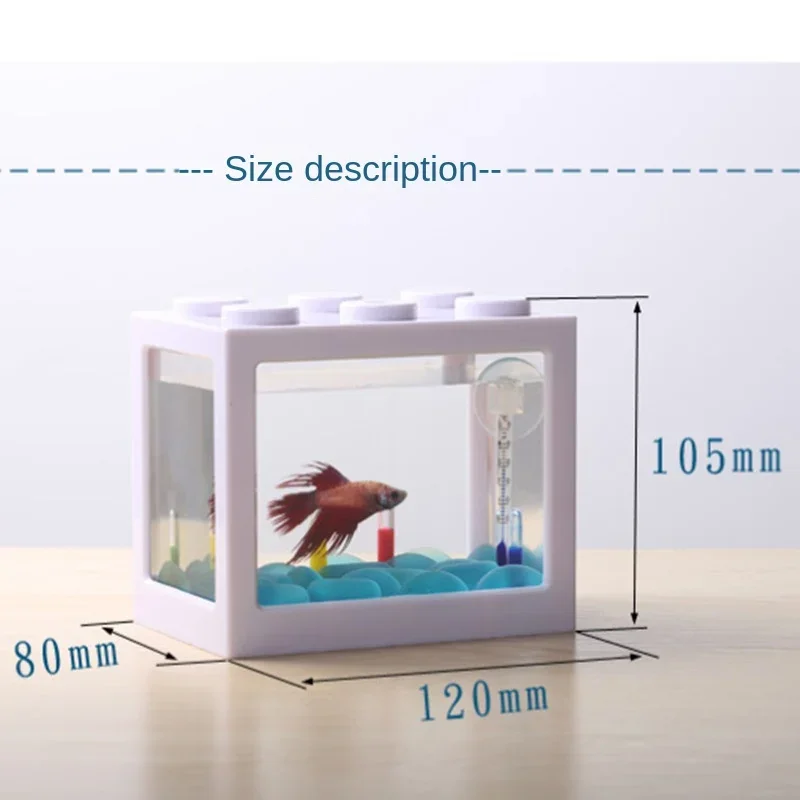 Mini Aquarium Fish Tank Creative Box Tank Stacked With Building Blocks Ecological Tank Bucket Seaweed Reptile Row Tank