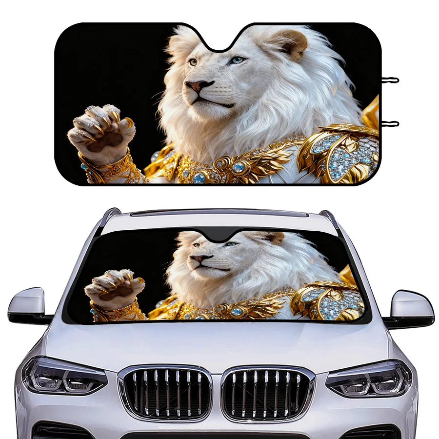 Multi-Functional Foldable Car Window Sunshade, 3 Sizes, Golden Decorative Design, UV Protection, Fits SUV/Sedan, For Parking/Tra