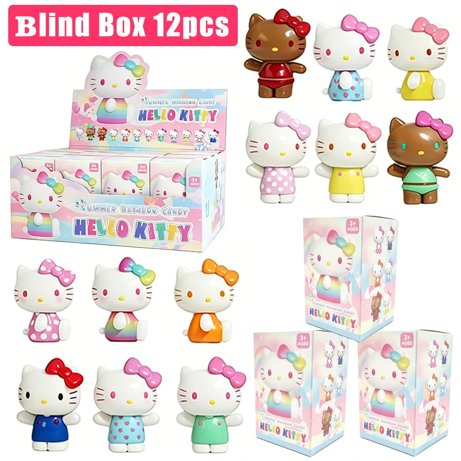 Bestseller Hello Kitty 12-teilige Blind Box Spielzeuge Niedliche Figuren Ornamente Anime Figurine Zufällige Überraschung Blind Box Kindergeburtstag Geschenke