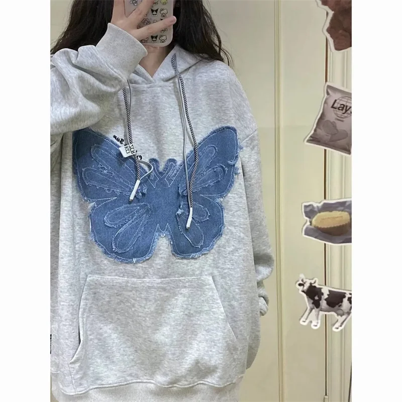 Super Soft Silver Fox Velvet Pure Cotton Bbutterfly Patch Embroidered Sweater For Women Autumn Winter New Double Layered Hat Cam