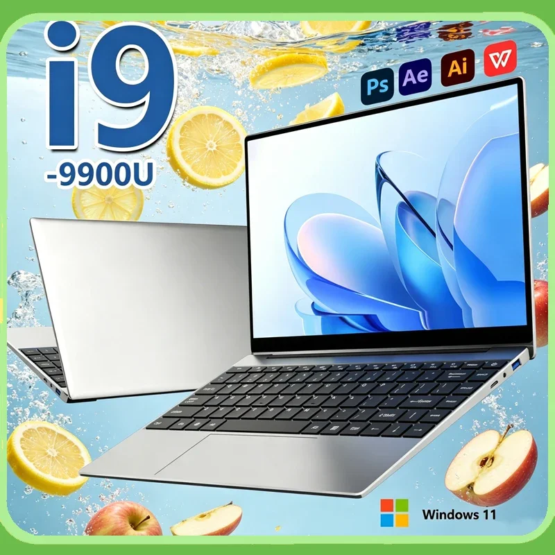 Notebook Ultrafino Premium de 14.1 Polegadas 2026 Win11 DDR4 16GB/32GB RAM 2TB SSD Portátil para Negócios I9-9900