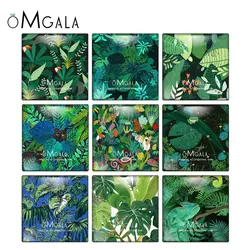 Tropical Leaf Cat Pelican Animals Illustration 12mm/15mm/18mm/20mm/25mm/30mm photo glass cabochon demo flat back Making findings