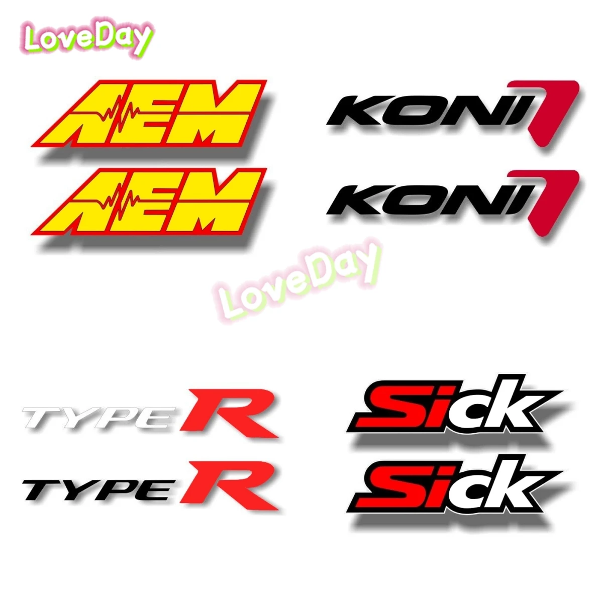 2PCS Logo Car Sticker AEM Cold Air Intake System Racing Type R Racing KONI Racing SICK Jdm Vinyl Motorcycle Bicycle Stickers