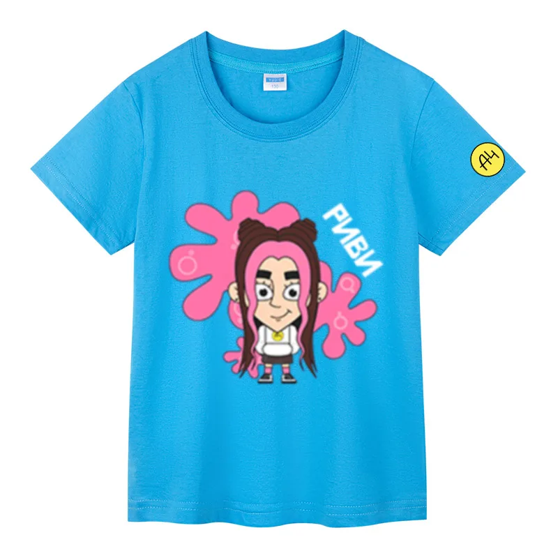 Футболка А4 RIVI PINK New Cute А4 Риви Print Summer Cotton Children T-shirt Short Sleeves Girl T Shirt Casual Clothing