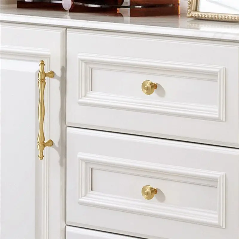 A33Z-French Light Luxury Brass Drawer Handles Furniture Hardware Kitchen Cabinet Gold Handles