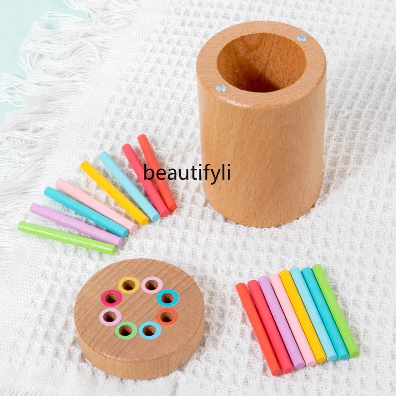 Teaching aids Wooden color classification bucket Children's early education Puzzle Sensory integration training Pairing toys