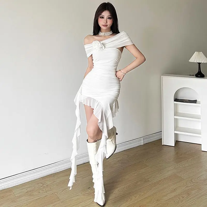 

2025 Pure Desire Tea Design Женская короткая юбка нестандартной формы с рюшами и рюшами