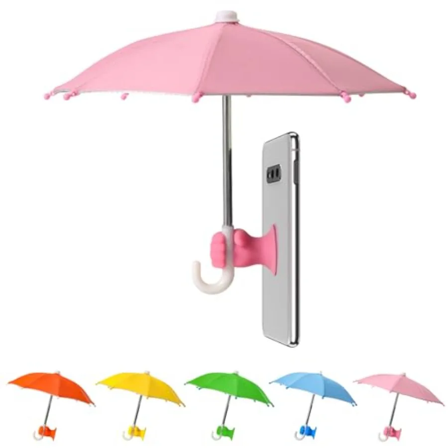 

Phone Umbrella Stand, Sun Shade Mini Umbrella for Cell Phone with Adjustable Fist Style Suction Cup, Universal Anti-Glare Sun V