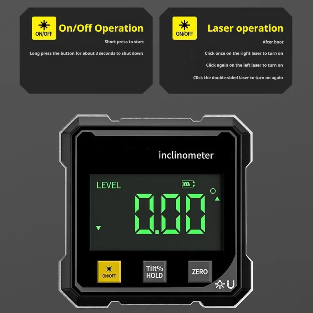 Household Double Sided Laser Inclinometer Multifunctional Four Sided Magnetic Absorption Angle Level Small Slope Measuring Tools