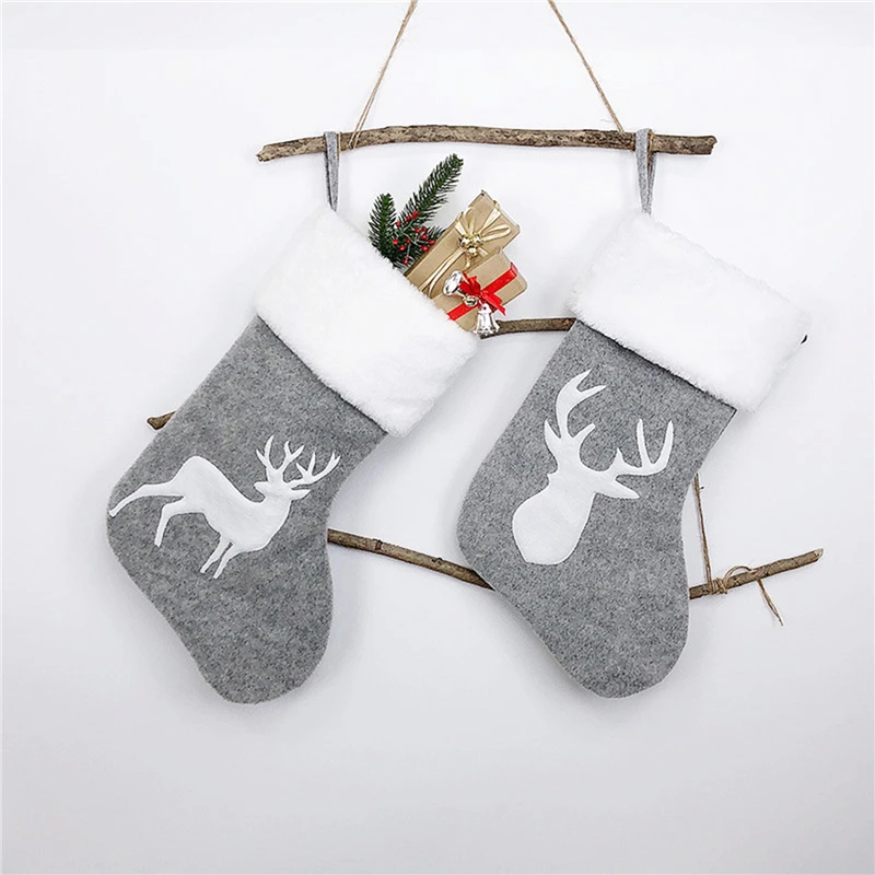 Meias de Natal Titular, Árvore Ornamentos, Deer Sacks, Xmas Gift Bags, Presentes, Crianças Decorações, Wall Art Socks, Novo