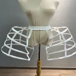 White Wedding Bridal Crinoline Underskirt Women Elastic Waistband  Pannier Petticoats 4 Hoops Front Cut  Hollow Cage Skirt