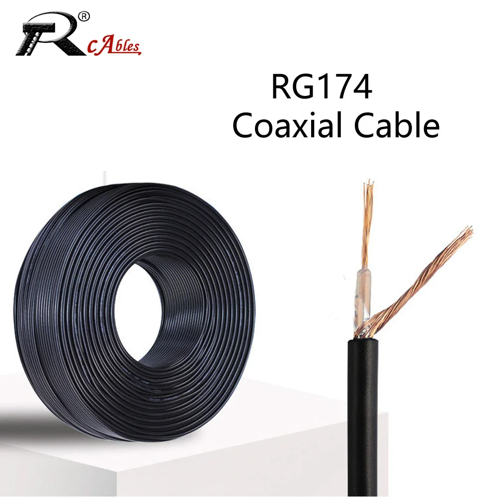 10M 50M 100M RG174 Cable Connector Wires RG174 RF Coax Coaxial Cable for Automotive Communication Surveillance Video Coaxial