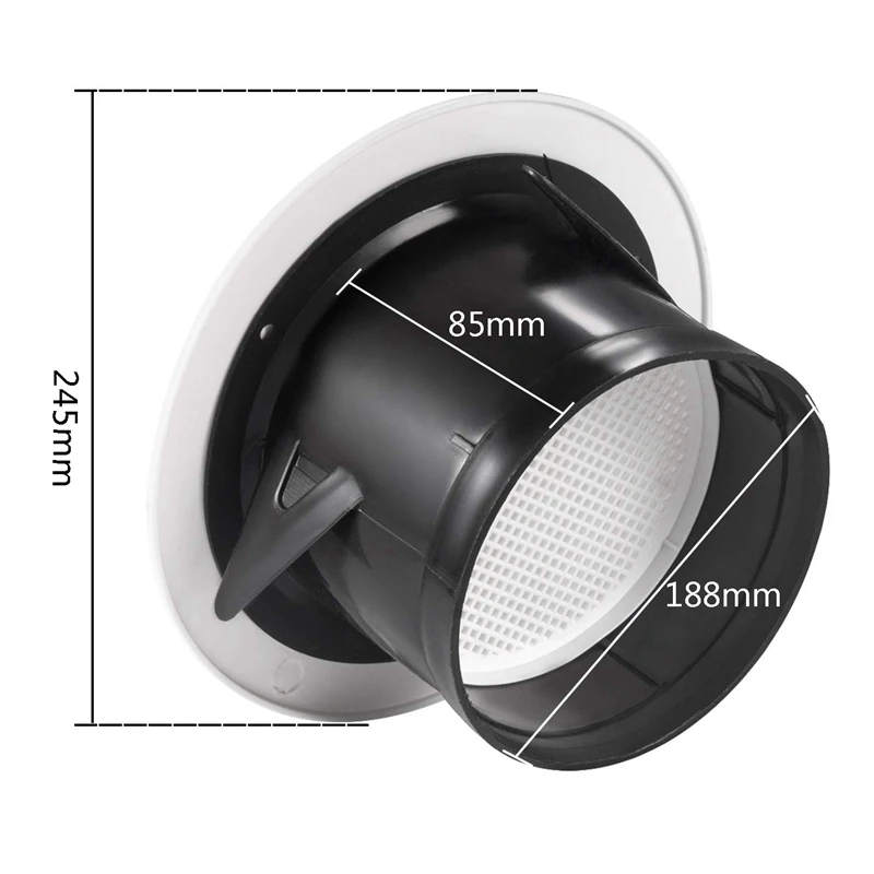8インチラウンド空気ベントabsルーバーグリルカバー白soffitでベント内蔵フライメッシュについて浴室オフィスキッチンventil