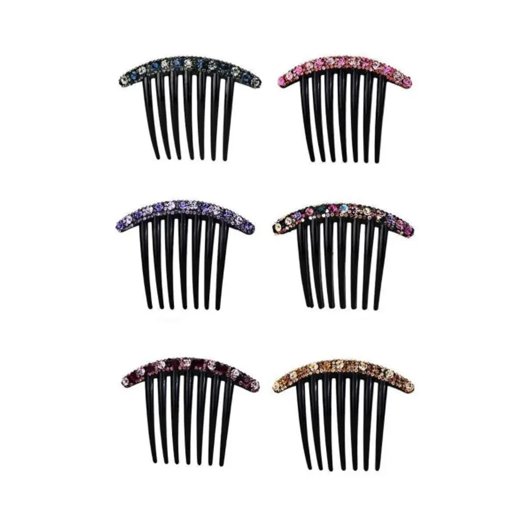 Simple Grace Acrylic All-match Colorful Women Hair Accessories Korean Style Headwear Rhinestone Hair Comb Seven-tooth Comb