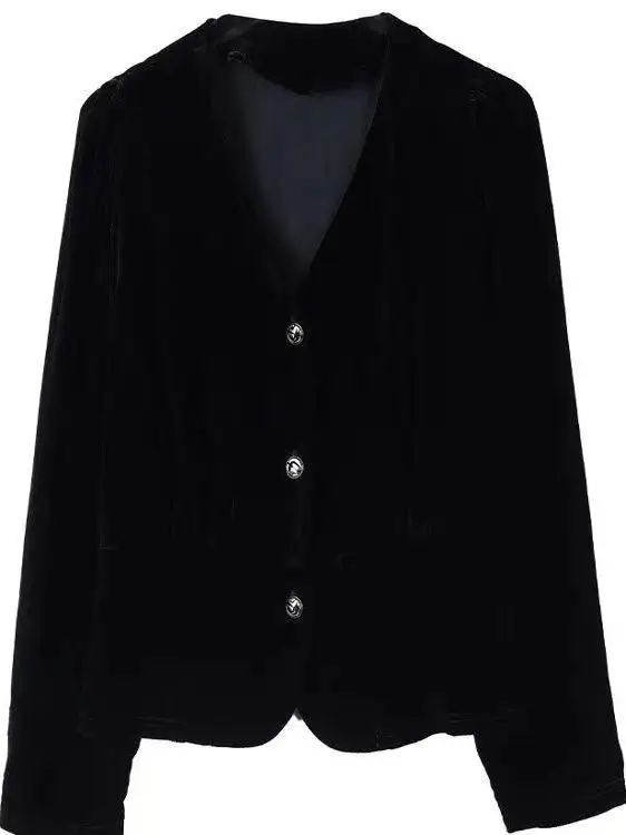 

Original Design Women's Slim Fit Velvet irt V-Ne Waist-Cinching Faionable Autumn 2025 New Sle Commute Sle Long Sve