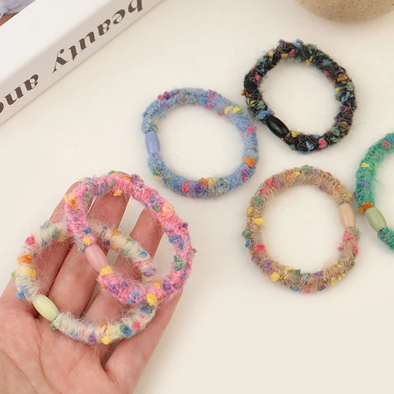 1pc New Colorful Hair Ring Scrunchies Women Fashion Korea High Elastic Ponytail Rope Girl Sweet Hair Tie Gum Hair Accessories