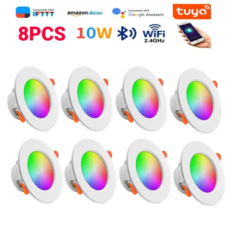 ALLOYSEED 1-15 Stück LED Down light Tuya 110/220V dimmbare Scheinwerfer Einbau runde Lichtfleck Bluetooth Lampe für Alexa Google Home 3
