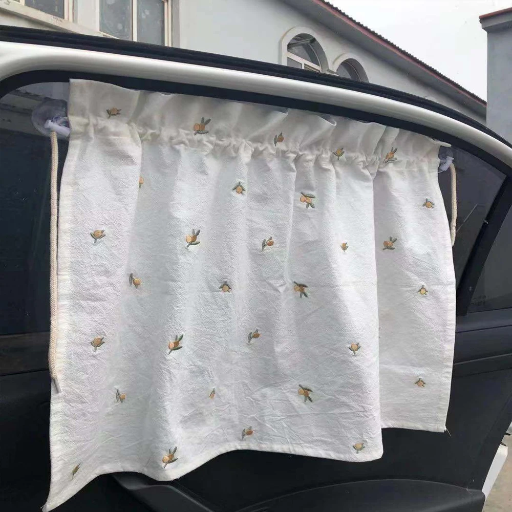 Ins Style Kawaii Baby Car Curtain Embroidered Children Sun Protection Sunshade Window Curtain UV Protection For Kid